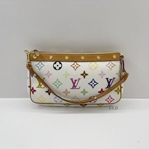 💚SOLD💚*Authentic Louis Vuitton White Monogram Multicolore Pochette Accessories